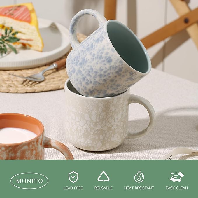 12 OZ Coffee Mugs Set of 4, Modern Ceramic Coffee Mugs Set with handle for Tea/Latte/Cappuccino/Milk/Cocoa.-HomvellaHome