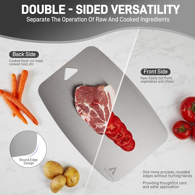 100% Pure Titanium Cutting Board, Non-Toxic Chopping Board For Kitchen, Rubber Mat, Double-Sided Pure Titanium Cutting Board for Kitchen (14"x10").-HomvellaHome