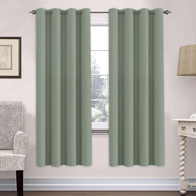 H.VERSAILTEX Ultra Soft Microfiber Thermal Insulated Antique Copper Grommet Blackout Curtains/Window Treatment Draperies 52 by 72 - Inch for Living Room/Bedroom, Set of 2 - Cyan-HomvellaHome