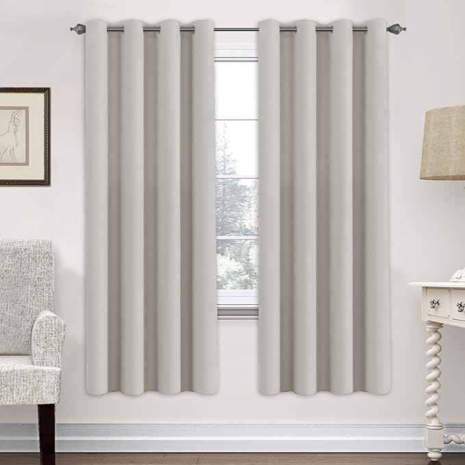 H.VERSAILTEX Premium Blackout Thermal Insulated Room Darkening Curtains for Bedroom/Living Room - Classic Grommet Top (2 Panels, Stone, 52 Inch by 72 Inch)-HomvellaHome