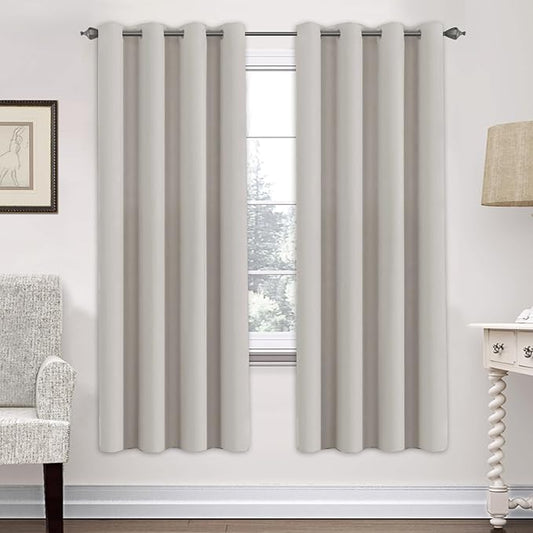 H.VERSAILTEX Premium Blackout Thermal Insulated Room Darkening Curtains for Bedroom/Living Room - Classic Grommet Top (2 Panels, Stone, 52 Inch by 72 Inch)-HomvellaHome