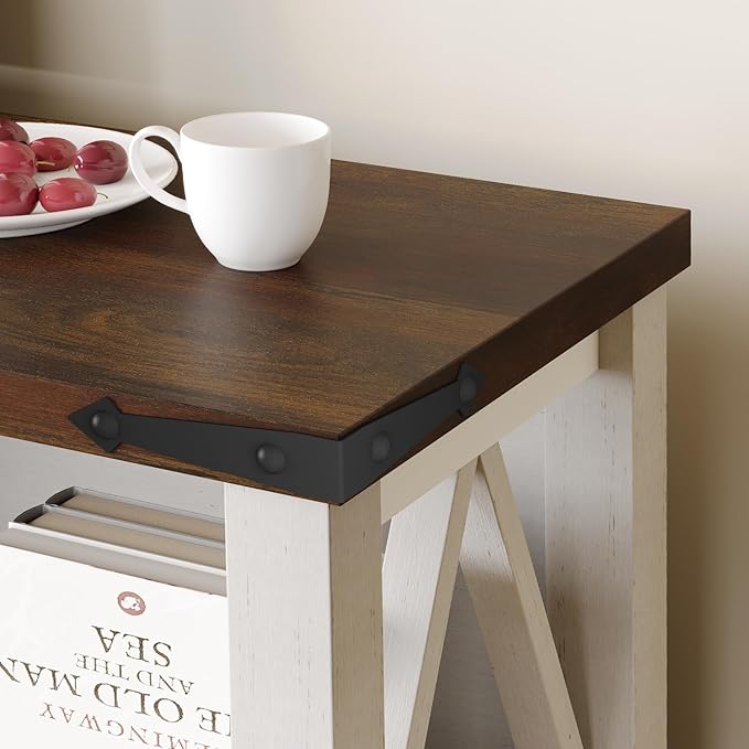 11 Cube Storage Organizer Bookshelf, Wooden Open Cube Shelf Bookcase, Farmhouse Display Book Shelf, 3 Tier Cube Bookshelves with Storage, Rustic White-HomvellaHome