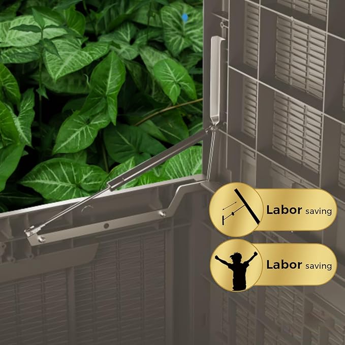 100 Gallon Lockable Resin Deck Box, Waterproof & UV-Resistant Outdoor Storage Box for Outdoor Cushion Storage, Garden Tools & Pool Accessories Storage, Gray-HomvellaHome