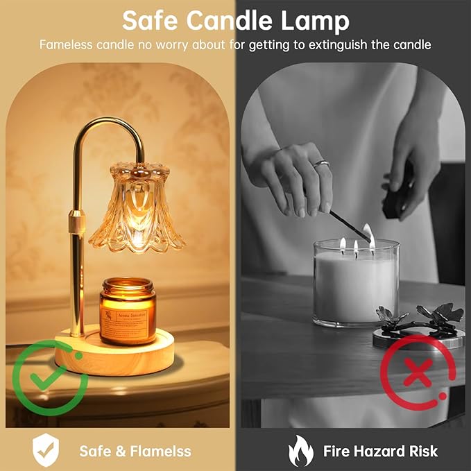GEEZO Fragrance Candle Warmer Lamp，Electric Candle Warmer with Timer & Dimmer，Mom Christmas Birthday Gifts for Women, House Warming Gifts New Home Bedroom Decor-HomvellaHome