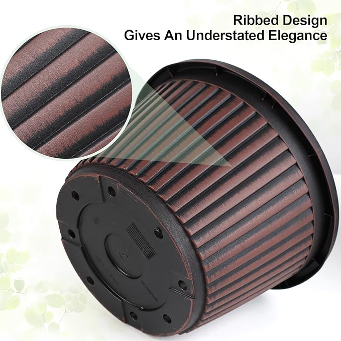 10 Inch Planter-Pots-for-Plants-Indoor-Outdoor, 4 Pack Plastic Flower Pots with Saucer & Drainage Holes, Modern Decorative Resin Garden Pots-HomvellaHome