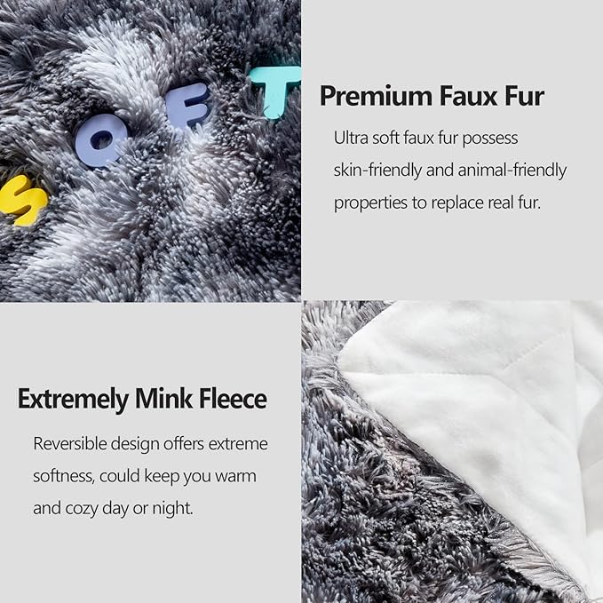 GONAAP Fuzzy Faux Fur Throw Blanket Tie-dye Marble Black Super Soft Cozy Plush Fuzzy Shaggy Blanket for Couch Sofa Bed (Tie-dye Marble Black, Throw(50"x60"))-HomvellaHome