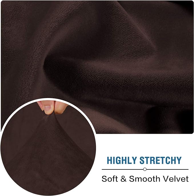 H.VERSAILTEX Velvet Stretch Couch Cushion Cover Plush Cushion Slipcover for Chair Cushion Furniture Protector Seat Cushion Sofa Cover (1 Piece Armchair Cushion Covers, Brown)-HomvellaHome