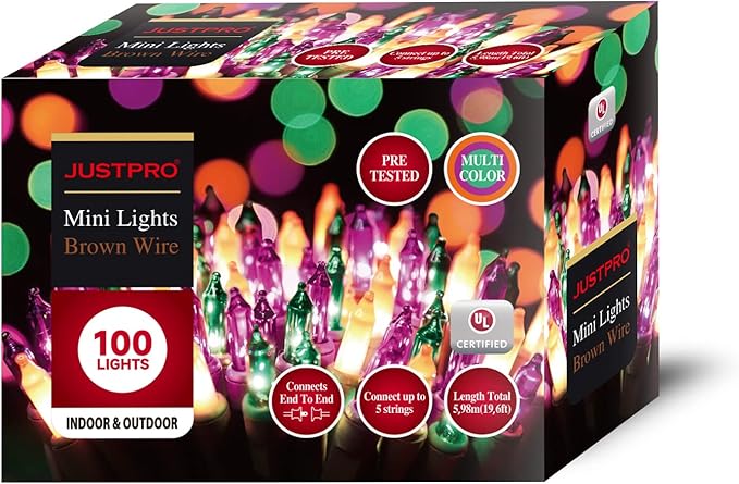 100LIGHTS Orange Purple and Green Extra-Bright with End Connectors Halloween Decorative Lights 5.98m UL Certified Mini String Light Set Waterproof for Halloween Home Garden Tree Party Patio-HomvellaHome