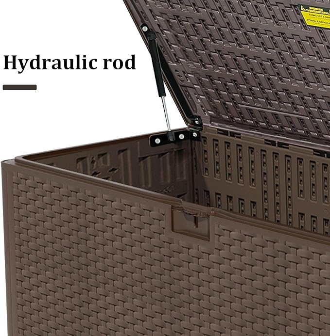 180 Pro Gallon Waterproof Outdoor Storage Bin Resin Deck Box for Patio, Poolside, and Garden, Lockable & UV-Resistant, Brown-HomvellaHome