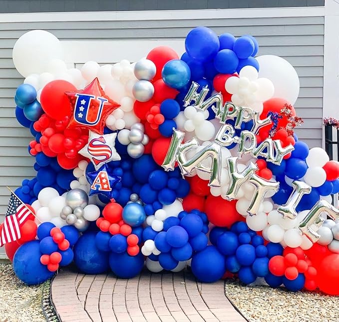 130pcs Red White Blue Balloons Different Sizes 18" 12" 10" 5" Party Latex Balloons for Birthday Graduation 4th of July Independence Day Anniversary New Year Holiday Party Decorations-HomvellaHome