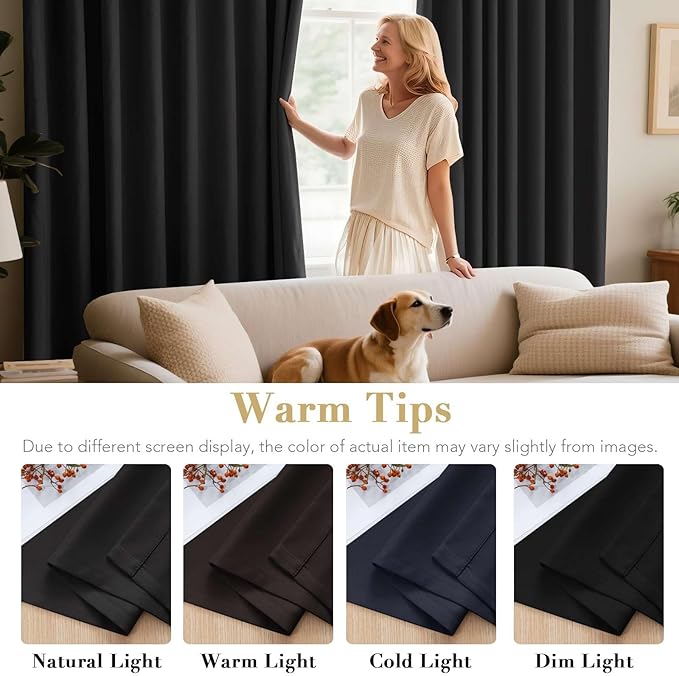 H.VERSAILTEX Black Blackout Curtain Blinds Kitchen Curtains Energy Smart Decoration Thermal Insulated Blackout Curtains for Bedroom/Small Window,2 Panels,Grommet,52 by 63 Inch-HomvellaHome