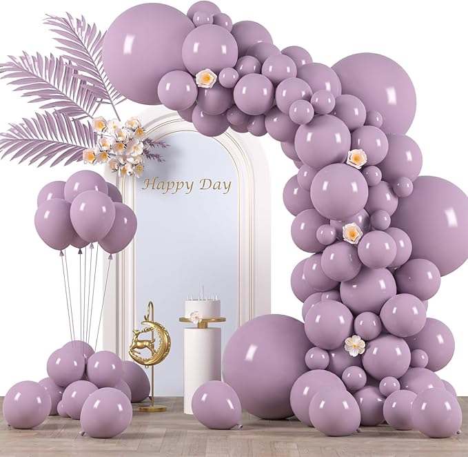 130pcs Lilac Purple Balloons Different Sizes 18" 12" 10" 5" Faded Purple Latex Balloon Garland Arch Kit for Birthday Baby Shower Graduation Wedding Gender Reveal Party Decorations-HomvellaHome