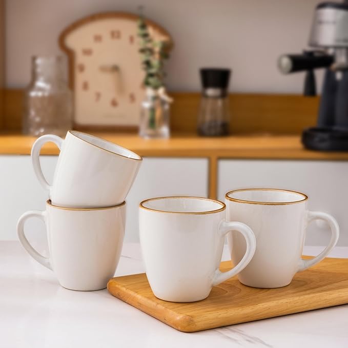 GBHOME Ceramic Coffee Mugs Set of 4, 12oz Stoneware Coffee Mugs Set For Dad Mom Women MEN, Light Weight Ceramic Coffee Cups for Latte/Tea/Beer/Hot Cocoa, Dishwasher & Microwave Safe-HomvellaHome