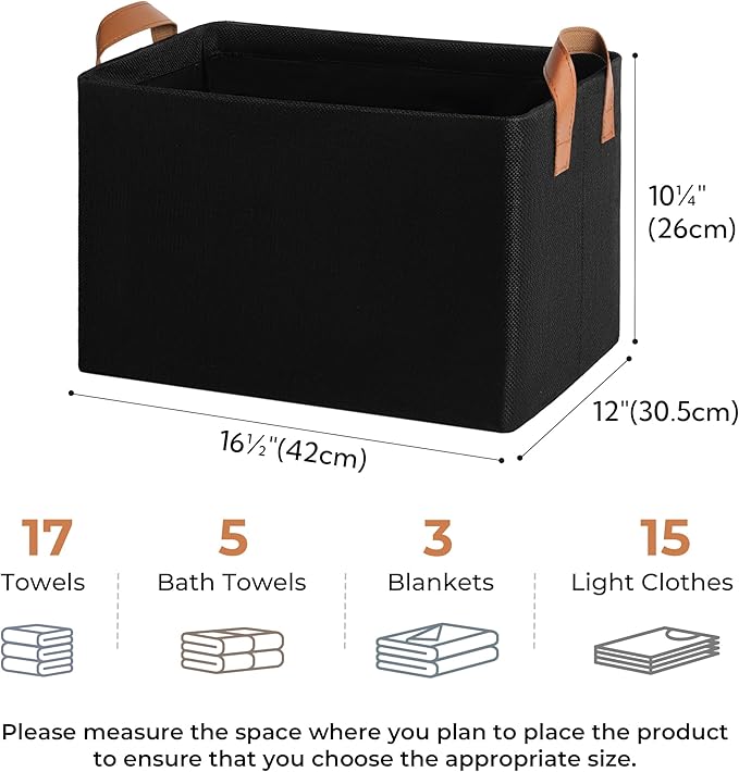 GRANNY SAYS Storage Baskets for Shelves, Closet Organizer Bins, Clothes Storage Bins with Metal Frame, Extra Large Baskets for Organizing and Storage, Collapsible, Black, 2-Pack-HomvellaHome