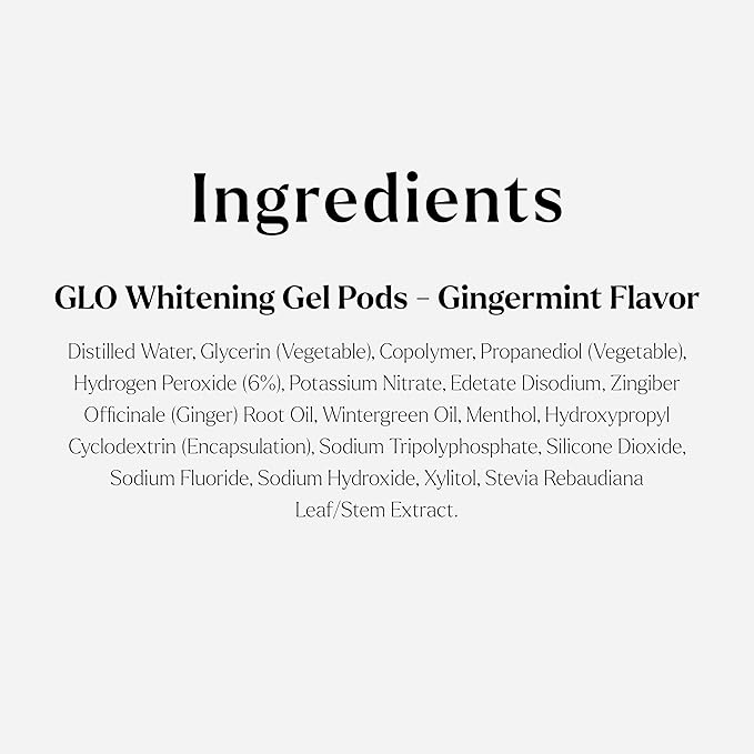GLO Science Teeth Whitening Gel Pods – Safe, Effective Tooth Whitener with Silicon Brush, 6% Hydrogen Peroxide – Fastest Way to Whiter Teeth, Sensitivity Free – Gingermint Flavor (Pack of 5)-HomvellaHome