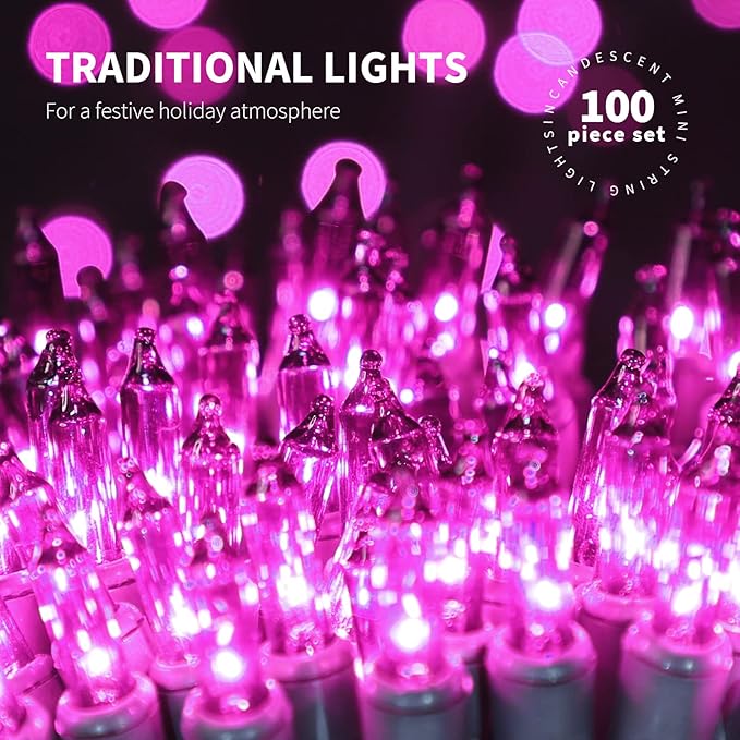 100LIGHTS Purple Extra-Bright with End Connectors Halloween Decorative Lights 5.98m UL Certified Mini String Light Set Waterproof for Halloween Home Garden Christmas Tree Party Patio Wedding-HomvellaHome