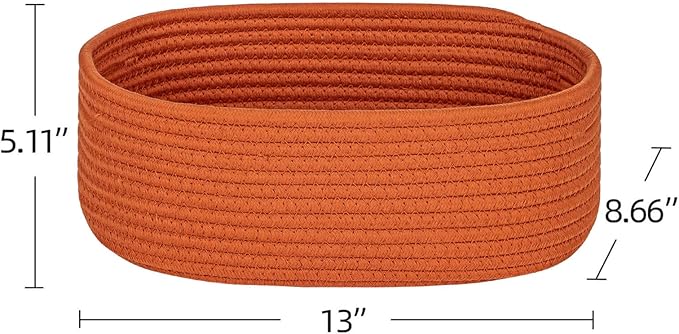 Shelf Storage Baskets for Organizing|Decorative Basket for Closet Storage|Toy Baskets&Bins|Small Woven Rope Baskets-13x8.66x5.11’’,Durable&Stylish,Oval 3 Packs Brick Red-HomvellaHome