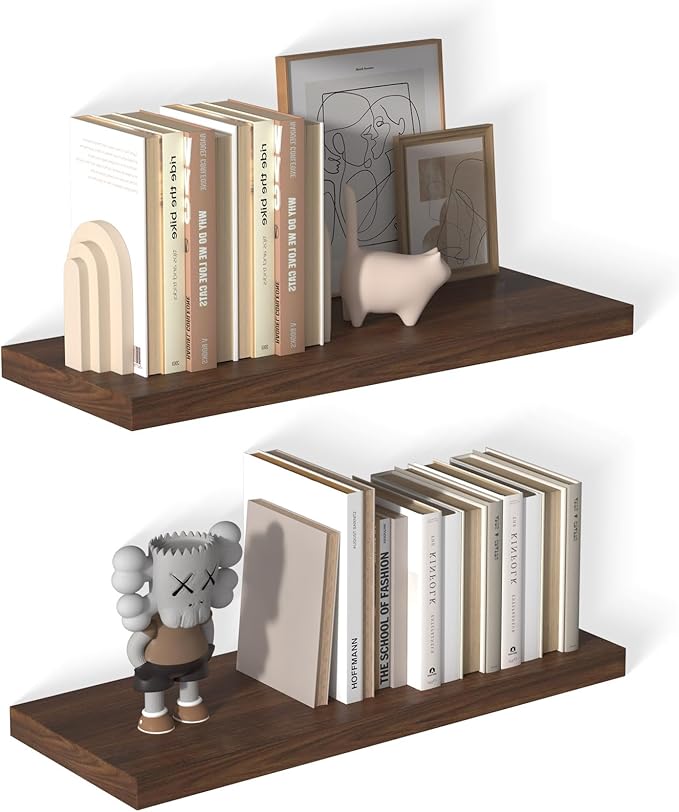 12 Inch Deep Floating Shelves for Wall 2 Pack Floating Shelves Large Storage Space Wall Mount Shelf for Living Room Kitchen Bathroom 30" W x 12" D x 1.2" H Rustic Brown-HomvellaHome