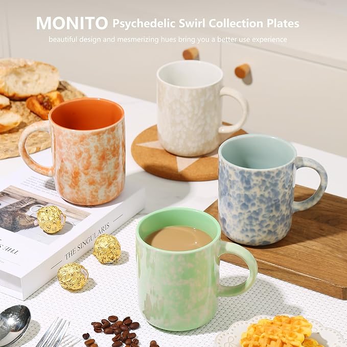 17 OZ Coffee Mugs Set of 4, Ceramic Modern Coffee Mugs Set with handle for Tea/Latte/Milk/Cocoa.-HomvellaHome