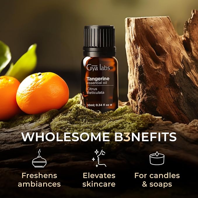 Gya Labs Tangerine Essential Oil for Diffuser - 0.34 Fl Oz - 100% Pure Natural Tangerine Oil for Skin, Massage, DIY Fragrances & Candle Making Scent-HomvellaHome