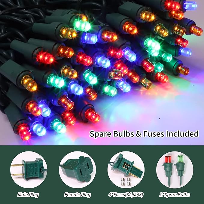 100 Count Multicolor- String Lights - 21.6FT LED Christmas Lights, Mini led Lights for Indoor Outdoor Home Holiday Party Wedding Independence Day Decoration-HomvellaHome