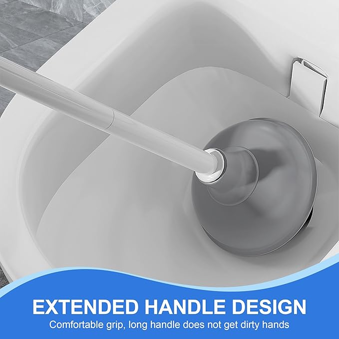 2 Pack Toilet Brush and Plunger Set, 3 in 1 Toilet Bowl Brush and Holder with Crevice Cleaning Brush Wall Mounted Household Bathroom Cleaning Tools Combo(2)-HomvellaHome