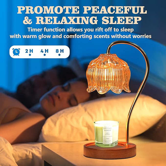 GEEZO Fragrance Candle Warmer Lamp，Electric Candle Warmer with Timer & Dimmer，Mom Christmas Birthday Gifts for Women, House Warming Gifts New Home Bedroom Decor-HomvellaHome