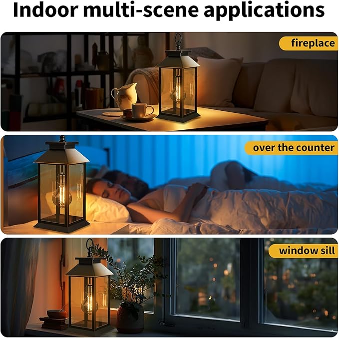 2 Pack Hanging Solar Lanterns Glass Solar Lights Outdoor Waterproof Upgraded Solar and 2 AA Batteries Powered, for Outside Porch, Patio and Indoor Tables, Mantelpiece-HomvellaHome