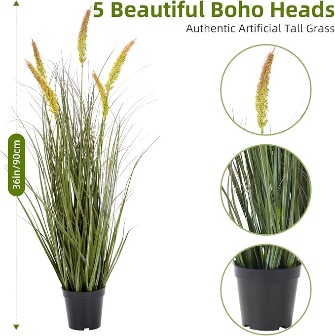 Green Onions Fake Plants,Artificial Plants Indoor, Fake Grass Decor Green Plant Fake Outdoor Flowers Fake Succulents,Artificial Tall Grass Plants with Pots House Decorative(36“ 2 Pack)-HomvellaHome