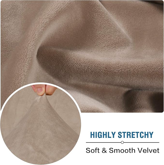 H.VERSAILTEX Velvet Stretch Couch Cushion Cover Plush Cushion Slipcover for Chair Cushion Furniture Protector Seat Cushion Sofa Cover (1 Piece Armchair Cushion Covers, Taupe)-HomvellaHome