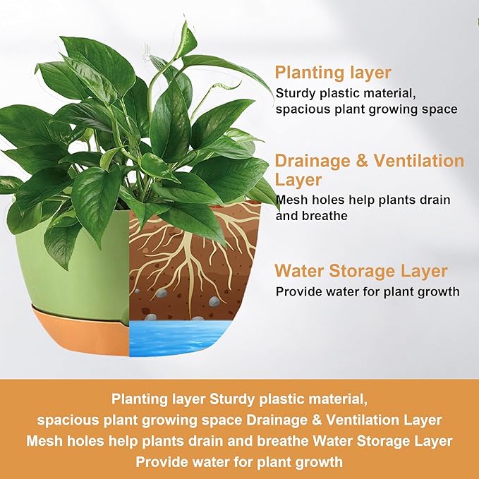 10 Inch Self Watering Hanging Pots, 3 Pack Hanging Planters-HomvellaHome