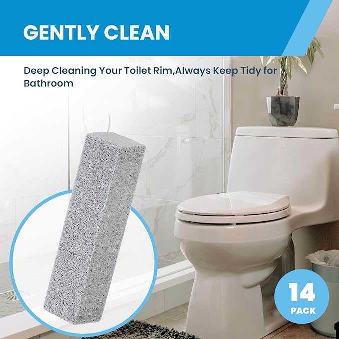 14 Pack Pumice Stone for Toilet Bowl Cleaning, Powerfully Cleans Hard Water Rings, for Cleaning Toilets, Bathtubs, Grills, Swimming Pools, Sinks-HomvellaHome