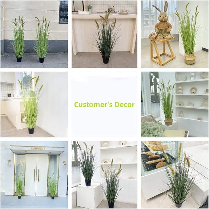 Green Onions Fake Plants,Artificial Plants Indoor, Fake Grass Decor Green Plant Fake Outdoor Flowers Fake Succulents,Artificial Tall Grass Plants with Pots House Decorative(47" 2 Pack)-HomvellaHome