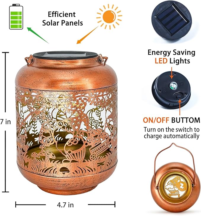 Gnomes Solar Lanterns Outdoor Waterproof,Hanging Solar Lights Gnome Gifts for Women Metal LED Decorative Light for Yard,Patio,Lawn,Tabletop,Pathway,Landscape,Garden Gnomes Decor-HomvellaHome