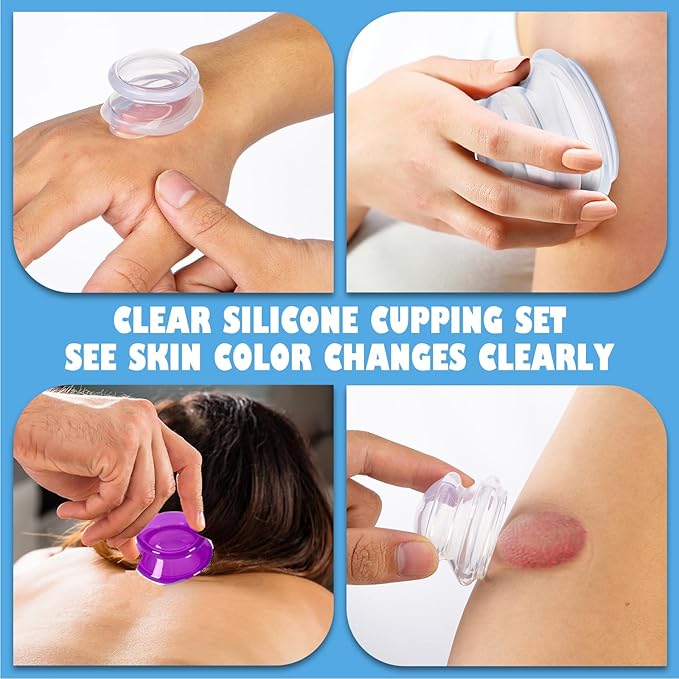 15Pcs Cupping Therapy Set-Professional Silicone Cupping, Suitable for Facial Body Massage/Deep Myofascial Release/Pain Relief/Muscle Relaxation & More (Purple,15pcs)-HomvellaHome