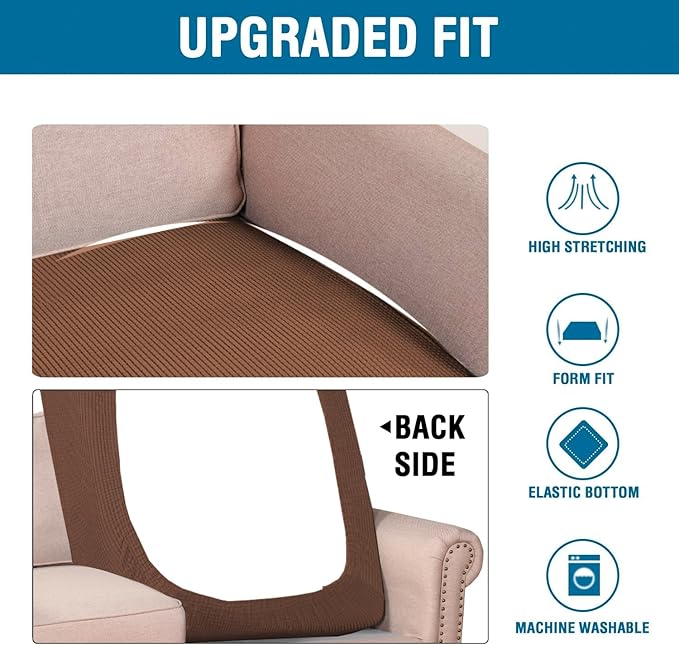H.VERSAILTEX Super Stretch Individual Chaise Cover Sectional Couch Covers for L Shaped Sofa Both Left/Right Featuring Thick Jacquard Textured Twill Fabric (1 Piece Chaise Cover, Caramel)-HomvellaHome
