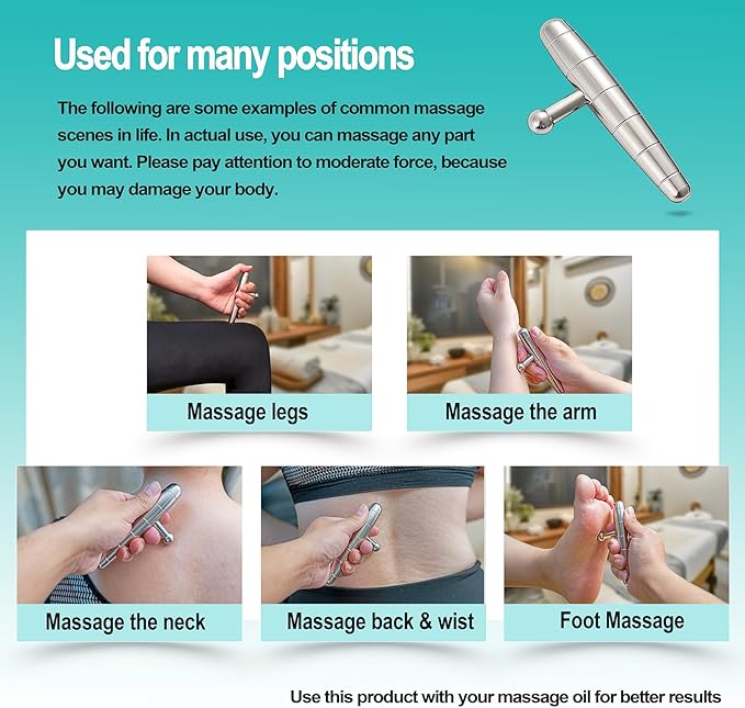 2 in 1 Trigger Points Massage Tool Stainless Steel T-Bar Deep Tissue Massage Tool for Pain Relief Full-Body Fascial Relaxation – Ideal for Shoulders, Neck, Legs, and Arms – Perfect for Sports Therapy-HomvellaHome