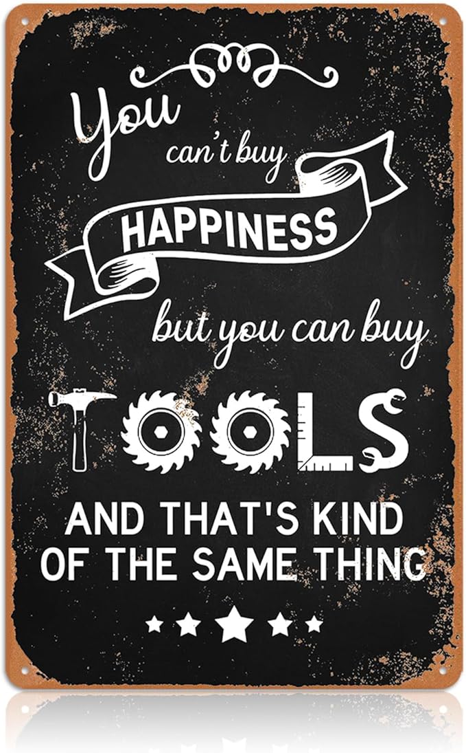 Garage Signs for Men Mechanic Shop Decor Funny Tool Rule Metal Tin Signs for Dad Garage Gifts Grandpa Workshop Wall Decor 8x12 Inch-HomvellaHome