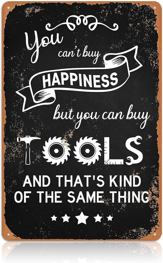 Garage Signs for Men Mechanic Shop Decor Funny Tool Rule Metal Tin Signs for Dad Garage Gifts Grandpa Workshop Wall Decor 8x12 Inch-HomvellaHome