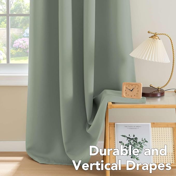 H.VERSAILTEX Blackout Curtains for Bedroom Thermal Insulated Room Darkening Living Room Curtains 84 Inch Long Grommet Privacy Protection Window Curtain Panels/Drapes for Nursery, 2 Panels, Cyan-HomvellaHome