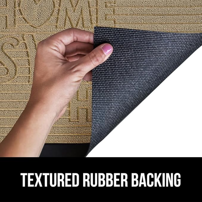 GORILLA GRIP 100% Waterproof All-Season WeatherMax Doormat, 47x35, US Designed Natural Rubber, Stain and Fade Resistant, Low Profile Indoor Outdoor Door Mats, Easy Clean Patio Mat, Home Sweet Home-HomvellaHome