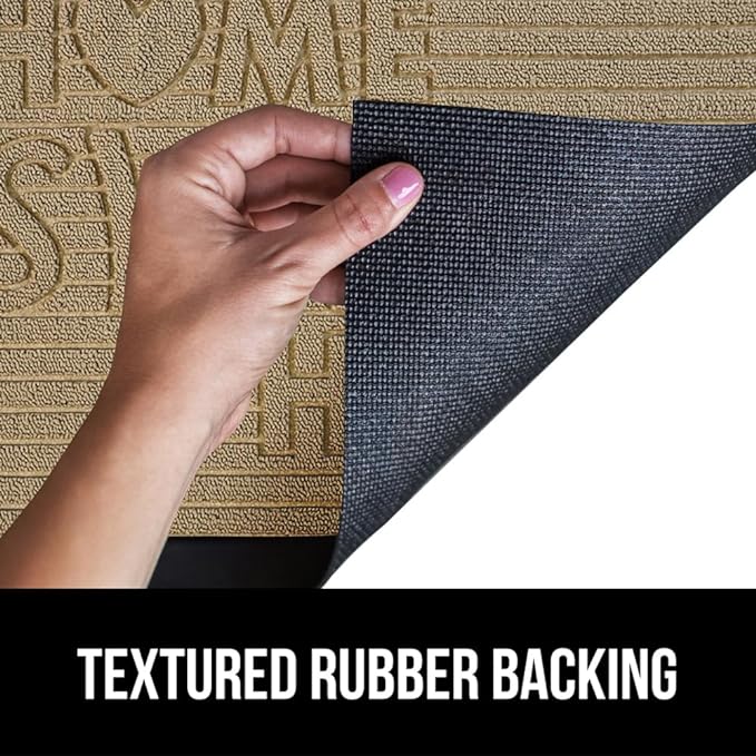 GORILLA GRIP 100% Waterproof All-Season WeatherMax Doormat 35x23, US Designed Natural Rubber, Stain and Fade Resistant, Low Profile Indoor Outdoor Door Mats, Easy Clean Patio Mat, Home Sweet Home-HomvellaHome