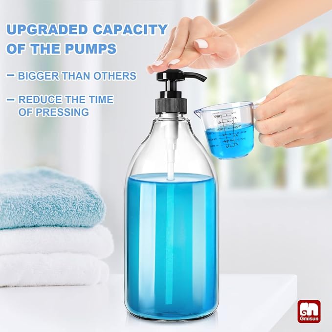 GMISUN Laundry Detergent Soap Dispenser, Liquid Laundry Detergent Dispenser, Container for Farmhouse Laundry Room Decor, Organizer for Liquid DetergentSoftenerBleach Storage Bottle(67 Oz Set of 3)-HomvellaHome