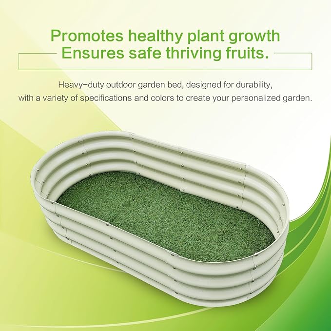 Gardmax Galvanized Raised Garden Bed, Lightweight Planter Boxes Outdoor with Easy Assembly, Large Garden Bed for Vegetables, Fruits, Flower Milk White-HomvellaHome