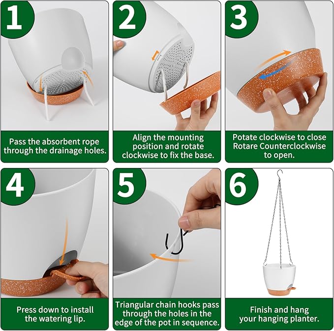 GARDIFE Hanging Planter, 8 inch Hanging planters for Indoor. Outdoor Plants, Self Watering Plant Pot, 2 Pack Large self Watering Hanging Planter (8-White, 8 inch)-HomvellaHome