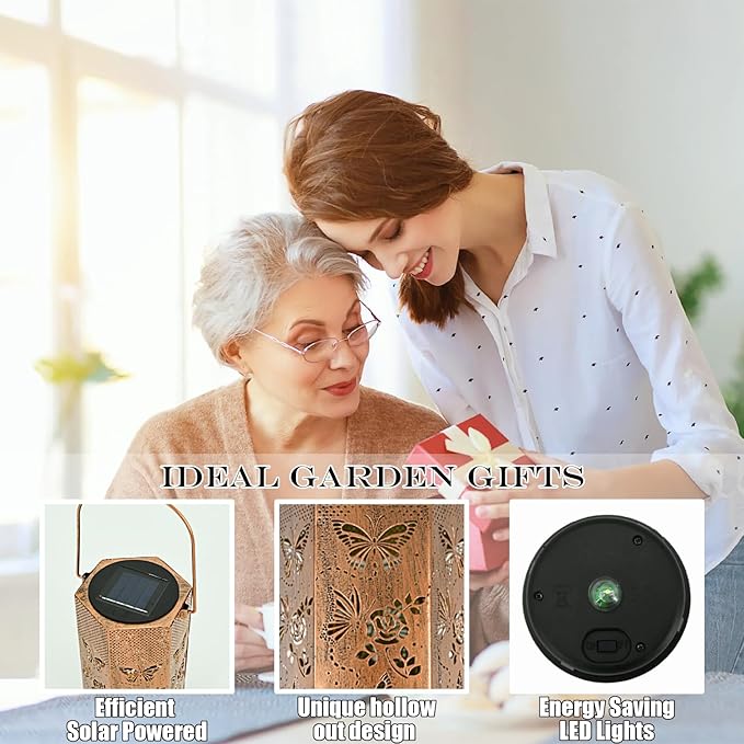 2 Pack Butterfly Solar Lanterns Outdoor Waterproof - Birthday Gifts for Women, Mom, Butterflies Solar Lights Outdoor Hanging Garden Decor for Outside, Patio, Outdoor, Yard, Lawn, Balcony-HomvellaHome