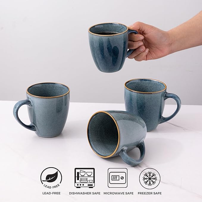 GBHOME Ceramic Coffee Mugs Set of 6, 12oz Stoneware Coffee Mugs Set For Dad Mom Women MEN, Light Weight Ceramic Coffee Cups for Latte/Tea/Beer/Hot Cocoa, Dishwasher & Microwave Safe-HomvellaHome