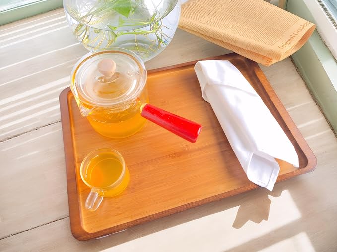 Bamboo Serving Tray – Two Sizes for Breakfast, Tea, Coffee & Snacks – Eco-Friendly Wooden Tray for Bed, Kitchen, Coffee Table, or Decorative Use-HomvellaHome