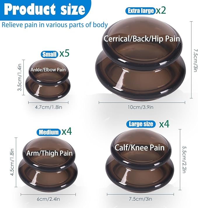 15Pcs Cupping Therapy Set-Professional Silicone Cupping, Suitable for Facial Body Massage/Deep Myofascial Release/Pain Relief/Muscle Relaxation & More (Black,15pcs)-HomvellaHome