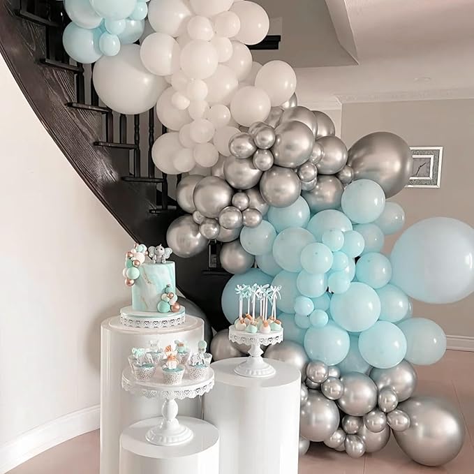 130pcs Pale Aqua Balloons Different Sizes 18" 12" 10" 5" Aqua Blue Latex Balloon Garland Arch Kit for Birthday Baby Shower Graduation Wedding Gender Reveal Anniversary Party Decorations-HomvellaHome
